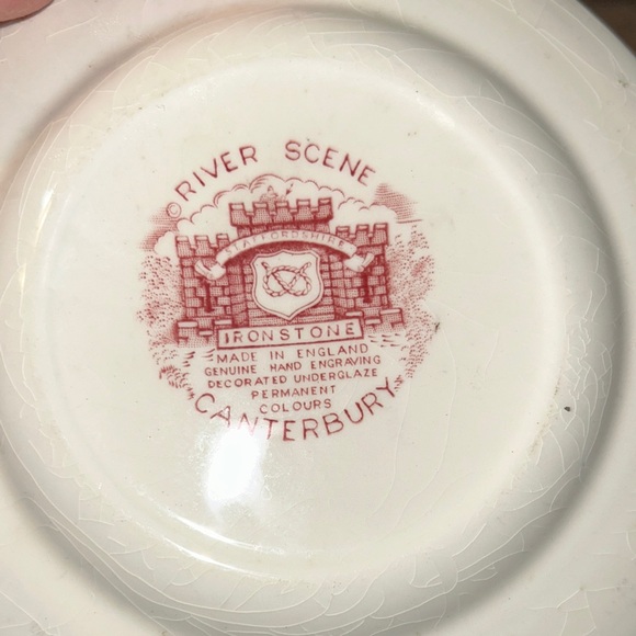 Vintage Canterbury River scene 10 & 7 inch Red Scenic Made in. England Set - Picture 5 of 5